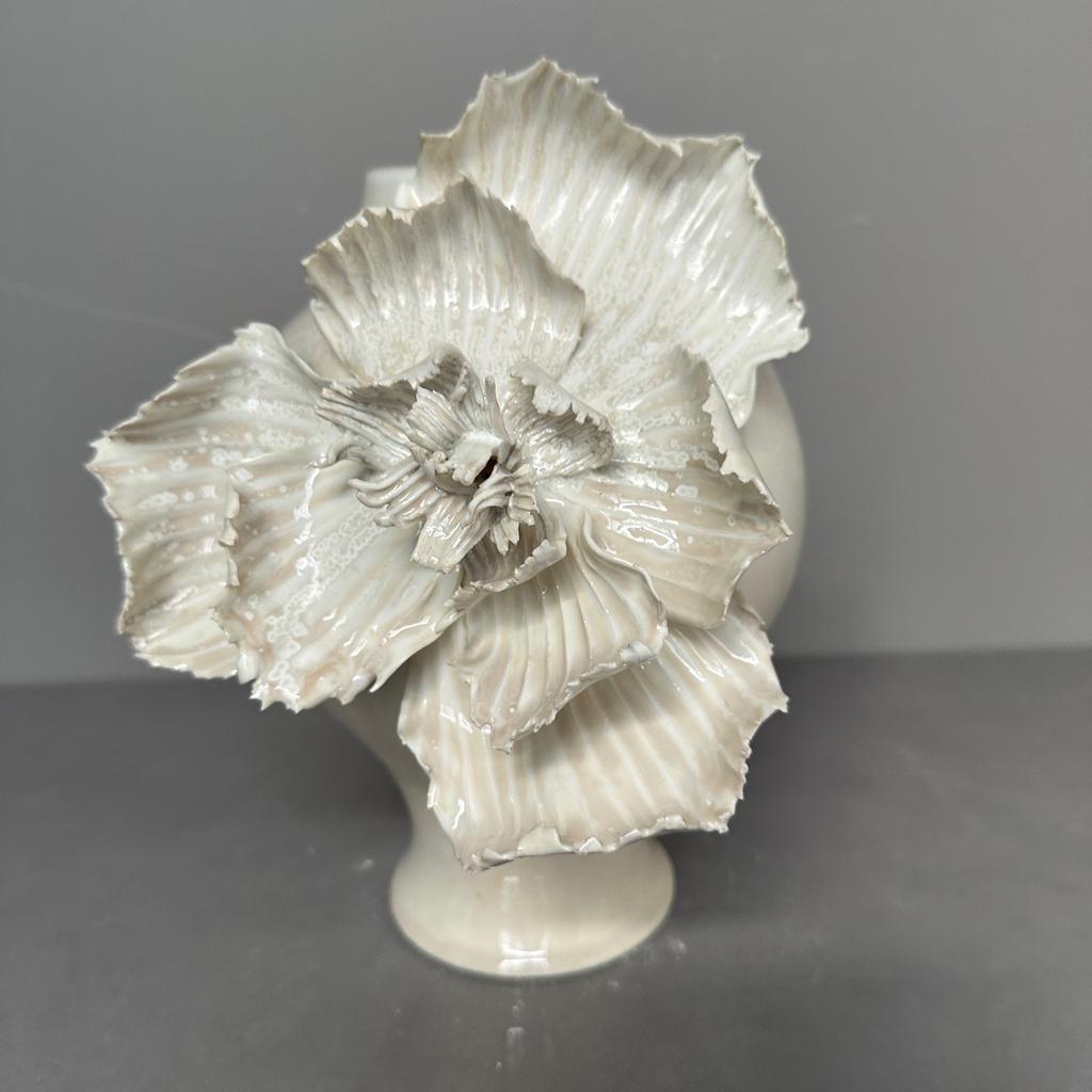 Keramikvas Vit Tredimensionella Blomblad Handgjorda Pioner Blomvas Keramiska Hantverk Heminredning