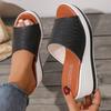 Fashion White PU Leather Wedge Heel Slippers Women Plus Size Fashion Peep Toe Platform Sandals Woman 2025 Summer Thick Sole Beach Slides