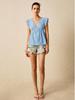 2025 European-American Women's Spring/Summer V-Neck Ruffle Lace Top