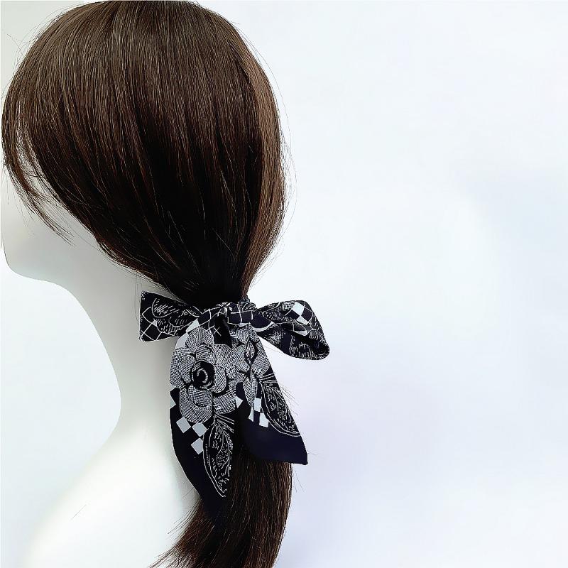 Black White Striped Narrow Long Silk Scarf Bag Tie Lady Neck Skinny Scarves Hairband Foulard Ribbon Headscarf