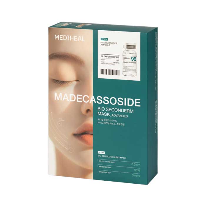 Mediheal Madecassoside Bio Second Derm Mask Soothing Repair Ampoule Sheet Mask 10 Sheets