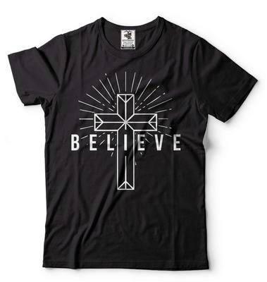 Believe Cross T Shirt Faith Shirt Christian Shirts Mens Women Cross Faith Tee