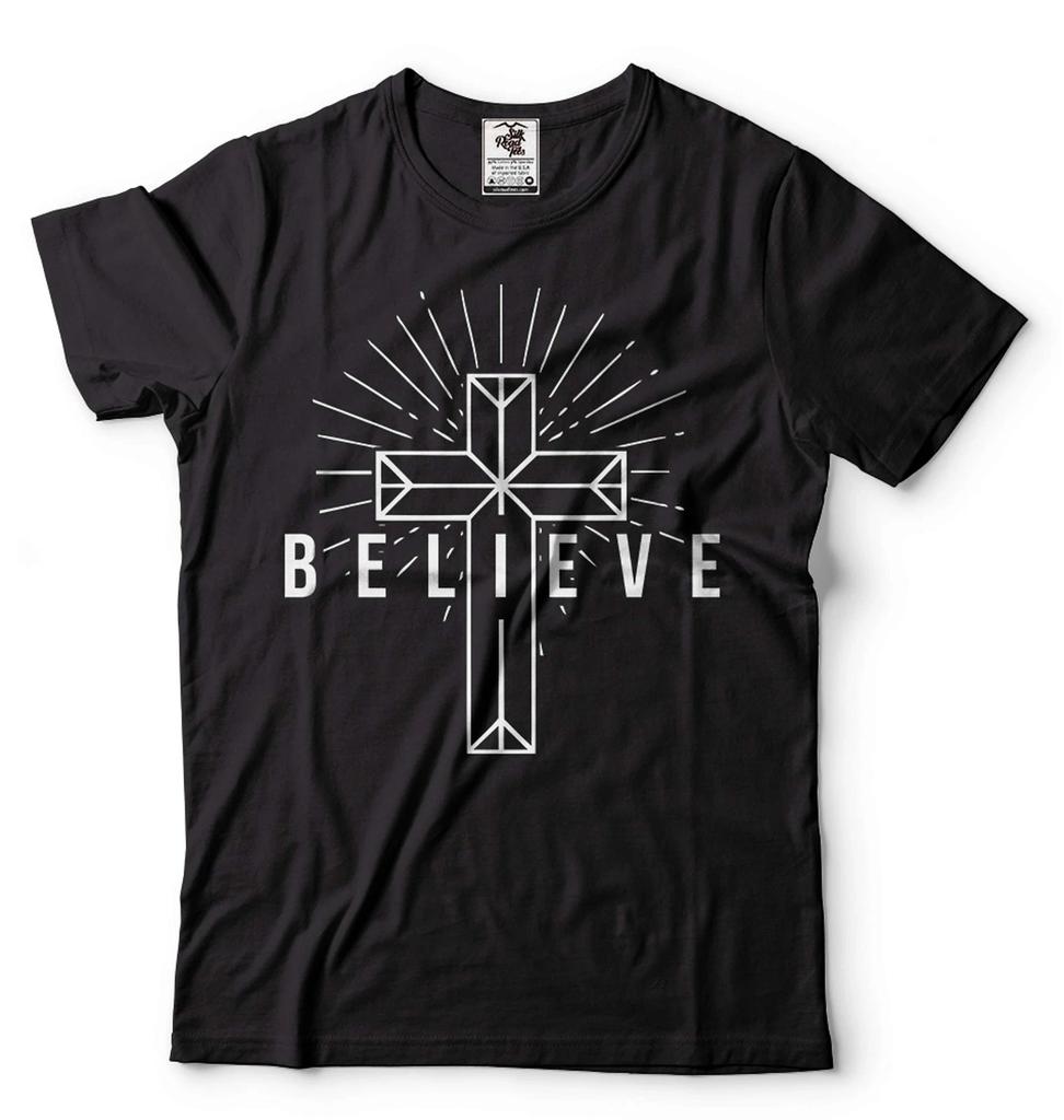 Believe Cross T Shirt Faith Shirt Christian Shirts Mens Women Cross Faith Tee