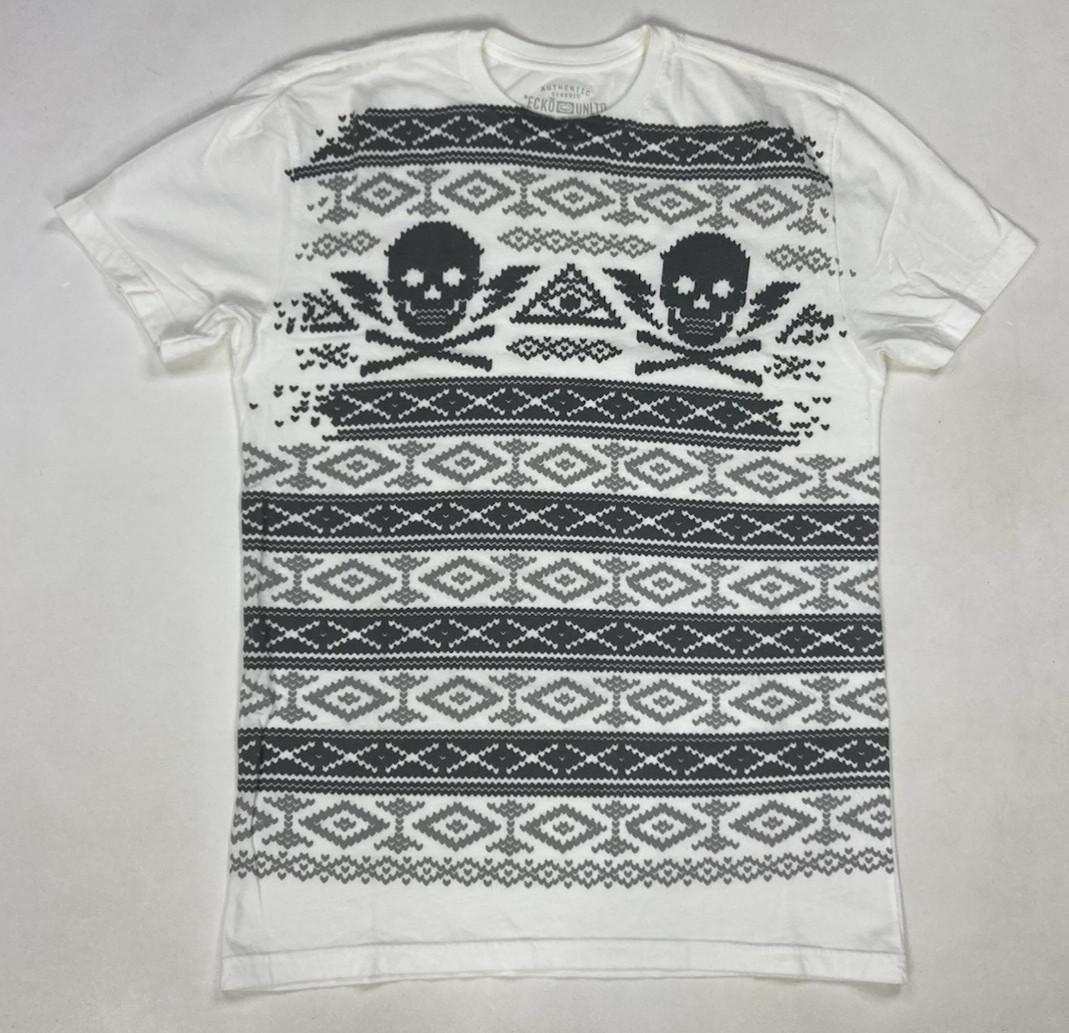 Ecko Unltd Skull Graphic T-shirt Men Medium White Short Sleeve XXXL