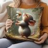 1pc Cute Mouse and Daisy Pattern Pillowcase - Soft and Comfortable Short Plush Cushion Cover - Polyester - Zipper Closure - Machine Washable - Suitabl
