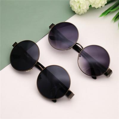 Round Retro Sunglasses Men'S Sunglasses Trendy Eyes Prince Glasses Personalized Sunshade Metal Frame Round Frame Black