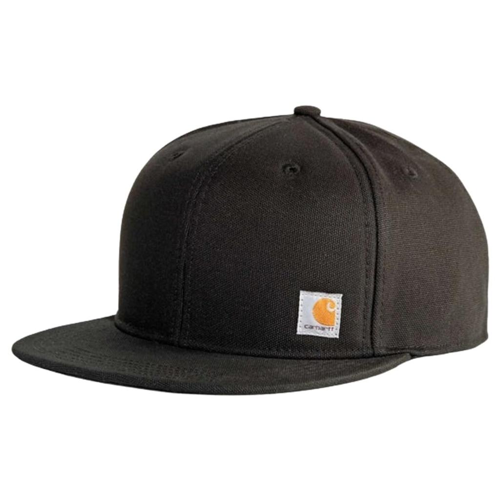 Carhartt Firm Duck Flat Brim Black One Flat Duck Solid for Men and Women Cap, 106665, (001), Size, 6-Panel, Brim, Fabric, Snapback, Simple, Color,
