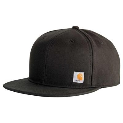 Carhartt Firm Duck Flat Brim Black One Flat Duck Solid for Men and Women Cap, 106665, (001), Size, 6-Panel, Brim, Fabric, Snapback, Simple, Color,
