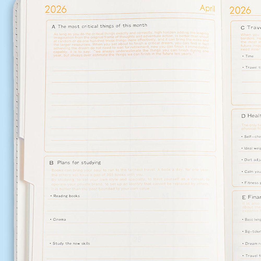 Wear-resistant 2026 Schedule Planner Notepad English 365 Days Efficiency Notebook  Office Supplies