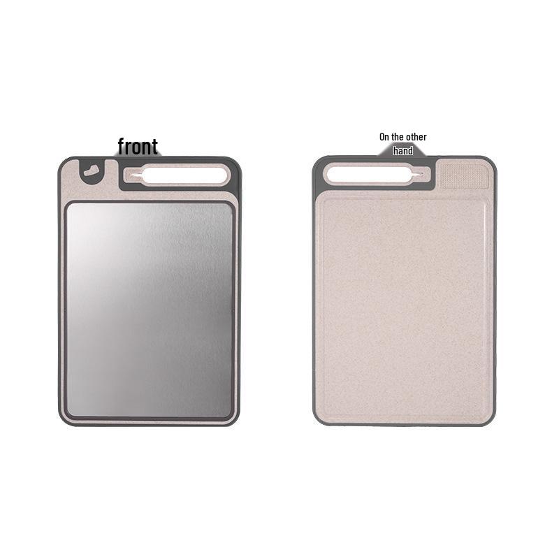 304 Stainless Steel & Titanium Antibacterial Cutting Board - Thickened Design for Fruits, Vegetables, Wheat Straw Material.