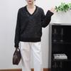 Long-sleeved Sequined High-end Knitted Sweater Top Autumn and Winter New Loose Design Sweater Pullover Woman