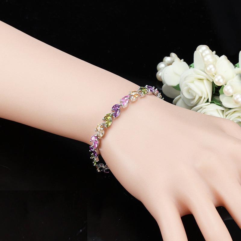 Hand Jewelry Small Leaf Zircon Bracelet, Jewelry, Women