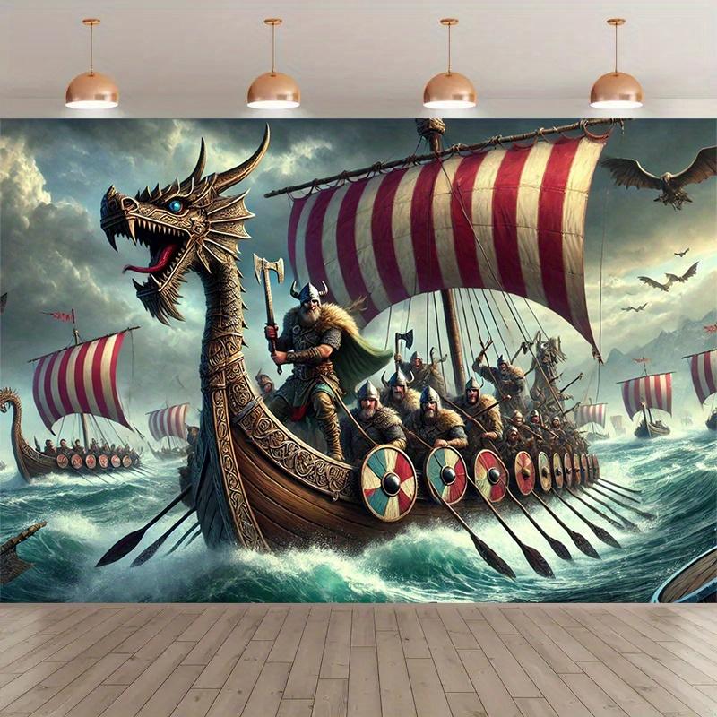 2D Plane 1 Piece of Viking Warrior Ship Photography Background Suitable for Parties Festivals Birthdays and Studio Props