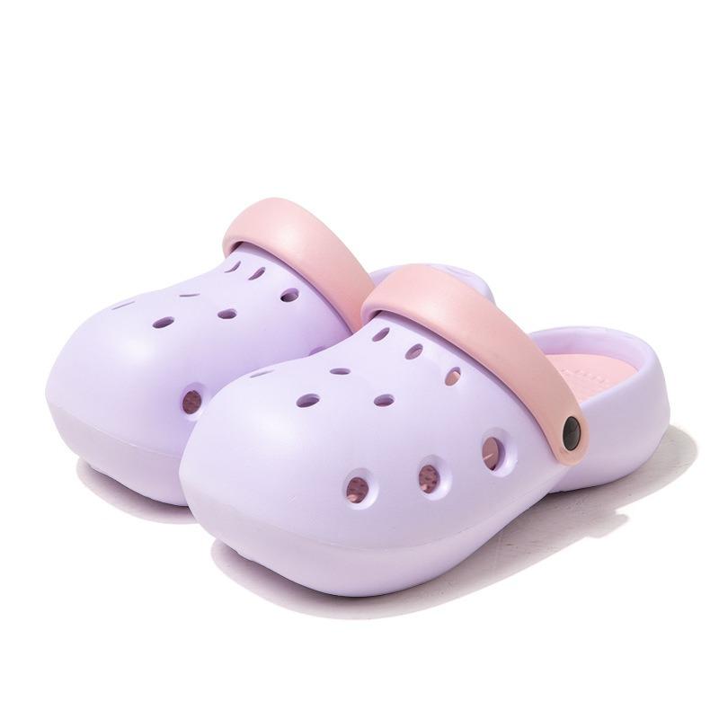 

Garden thick-soled hole shoes women s summer tide beach non-slip heightening soft-soled couple Baotou slippers men 40-41 розовый