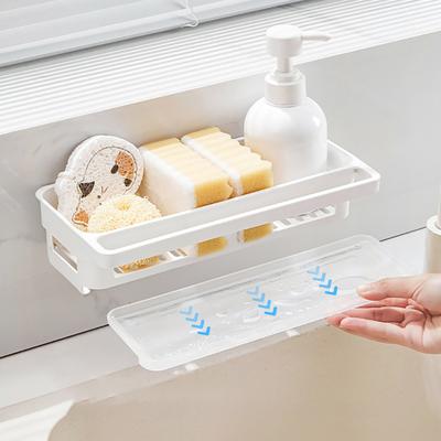 Sink Drain Basket Stoarge Rack Detachable Water Catcher Tray No Drilling Self-adhesive Anti-slip Dish Rack Sponge Soap Holder Bathroom Towel Holder