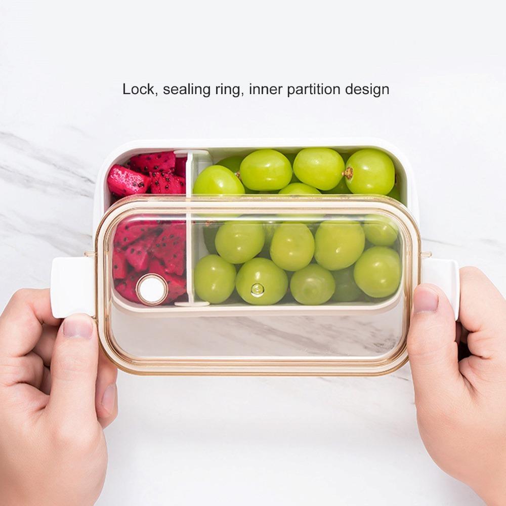 Removable Divider Lunch Storage Container 2 Compartment Refrigerator Storage Box For Travel