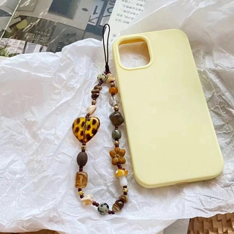 Plastic Beaded Phone Chain Pendant Telephone Lanyard Cellphone Rope Bracelet Fashion Keyring Keychain For Women Jewelry