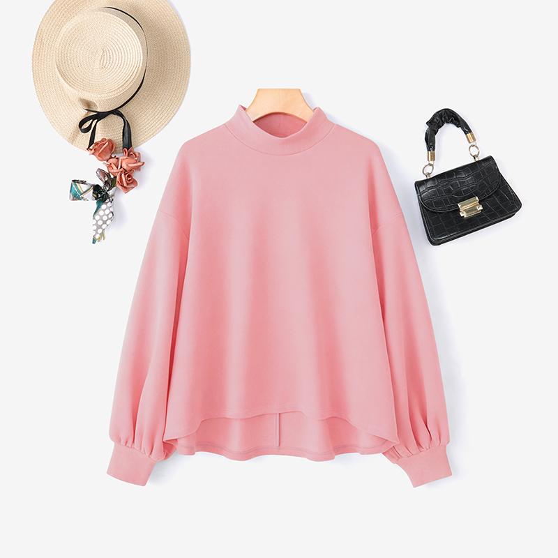 ZANZEA Women Casual Stand Collar Loose Long Sleeve Pullover Tops