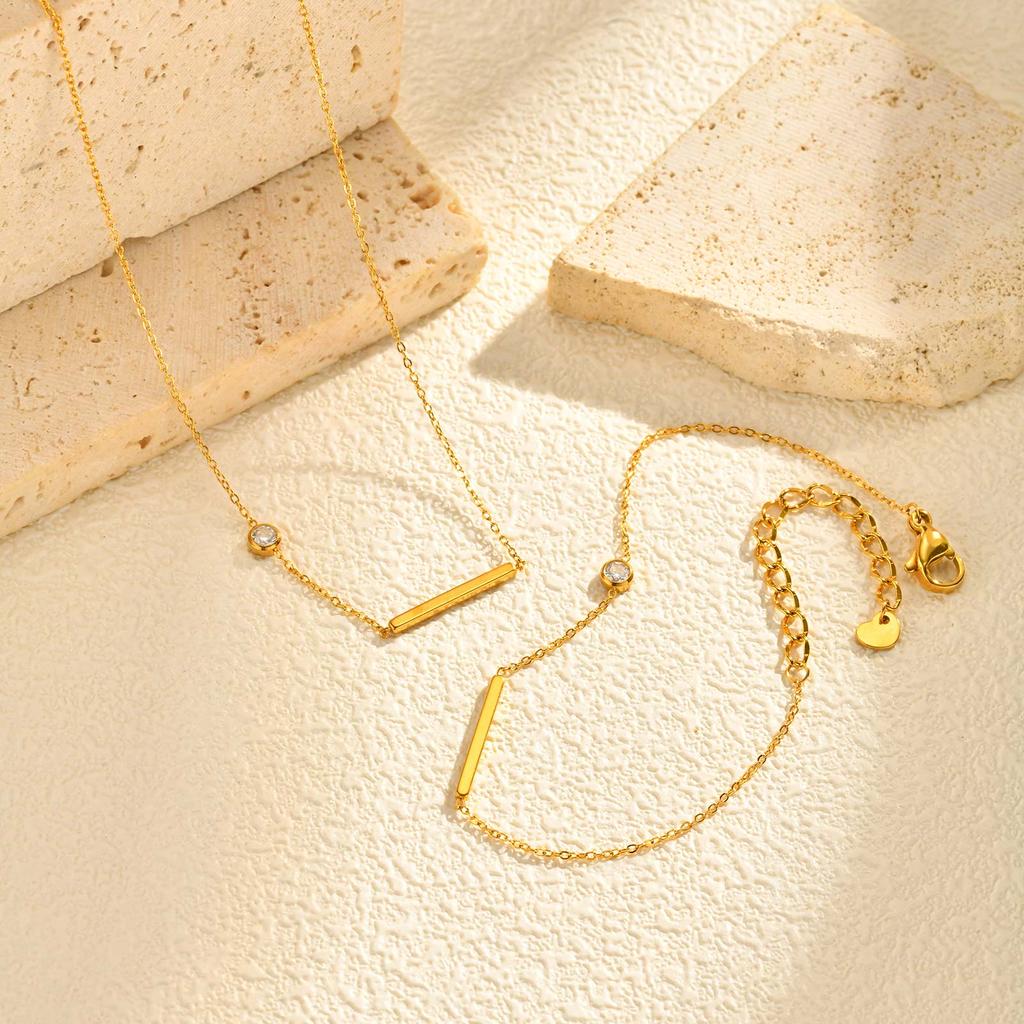 Dainty Rectangular Zircon Bracelet for Women Girls,Gold Plated Stainless Steel Chain Bracelets,Fashion Waterproof Jewelry Gift