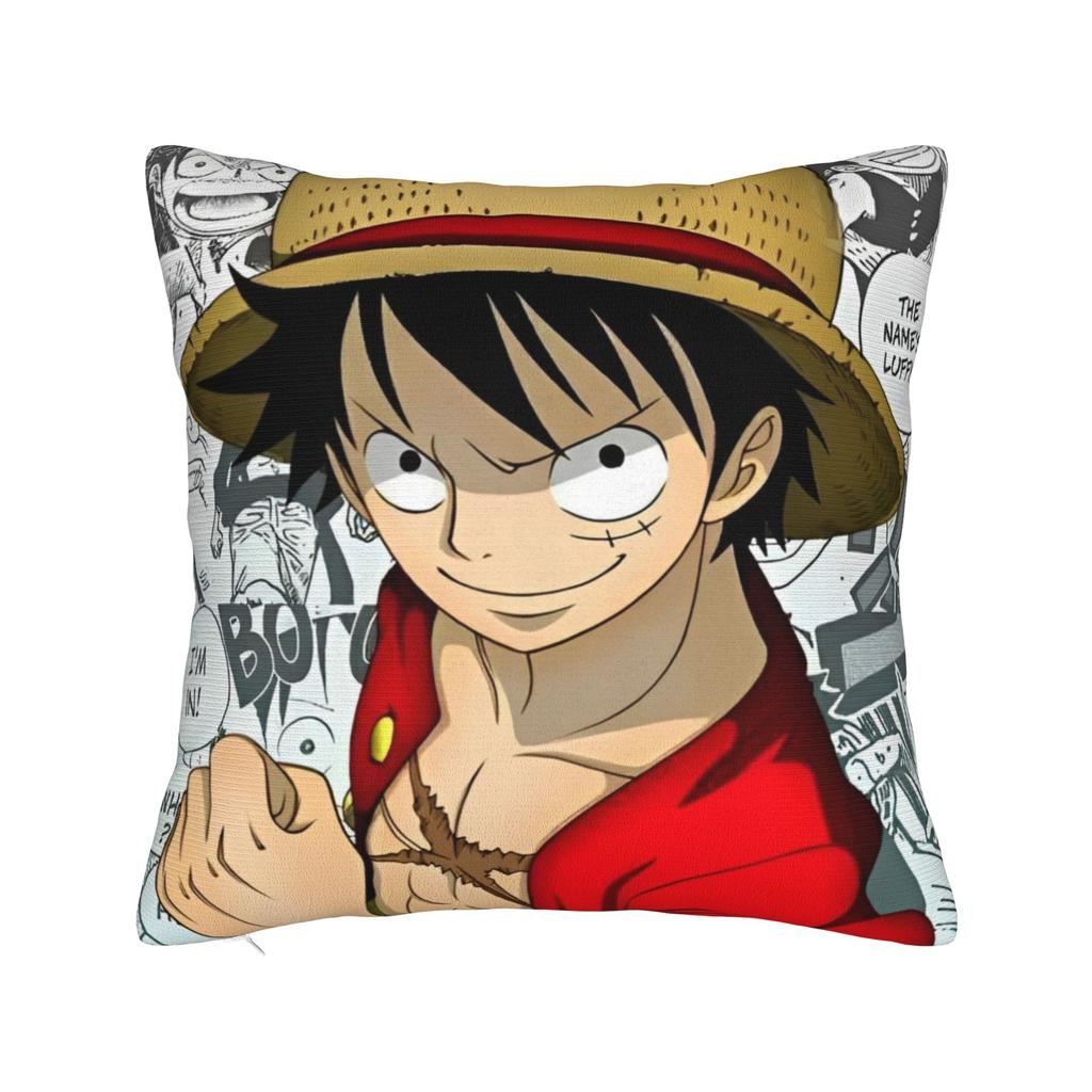 Luffy Anime Cool Luffy Square Pillow Cases Retro Anime Manga Cushion Covers Customized Zipper Decor Pillowcase for Sofa Xcm