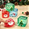 Stress Relief Cube Toy Christmas Clear Squeeze Toy, Santa Claus Tree Snowman Pattern Themed Cube, Slow Rising Sensory for Party Favors Travel Friendly