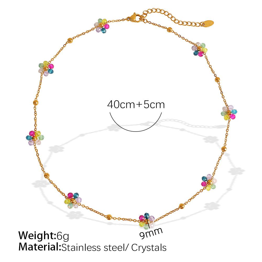 Diy Jewelry Crystal Necklace Summer Cute Colored Crystal Woven Flower Handmade Chain Jewelry Woman