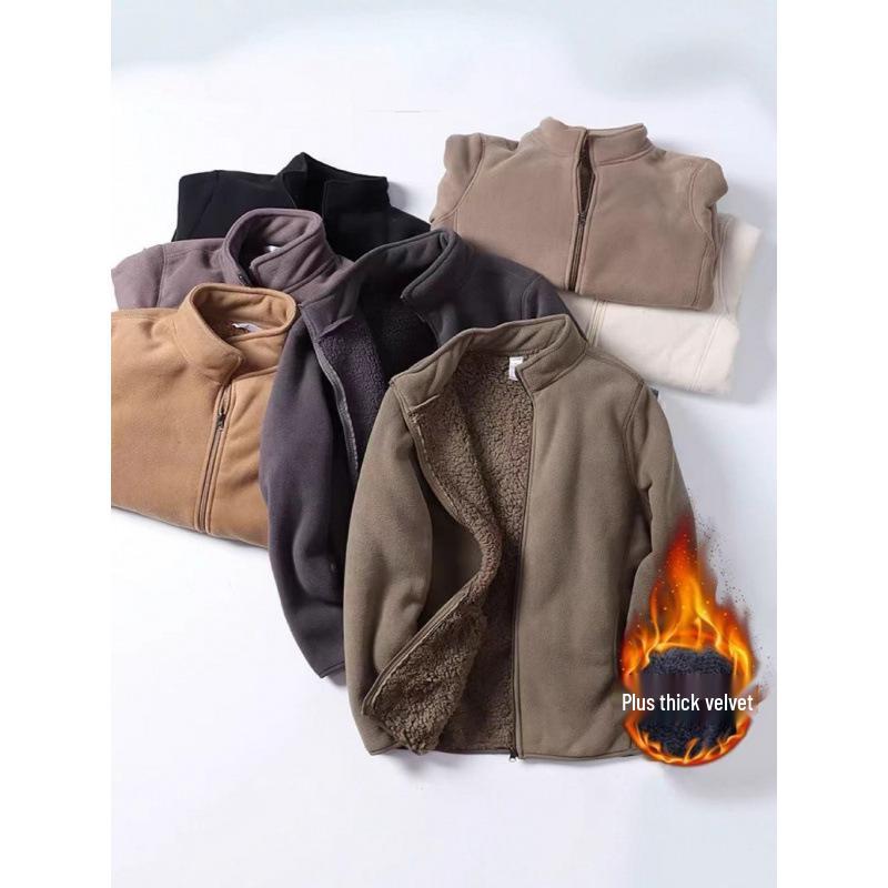 

Unisex Autumn/Winter Windbreaker: Velvet-Lined Fleece Hoodie Cardigan XXXL чёрный