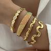 Vintage Colorful Enamel Bangle For Women Gold Plated Stainless Steel Cubic Zirconia Geometric Bracelet Party Daily Jewelry Gift