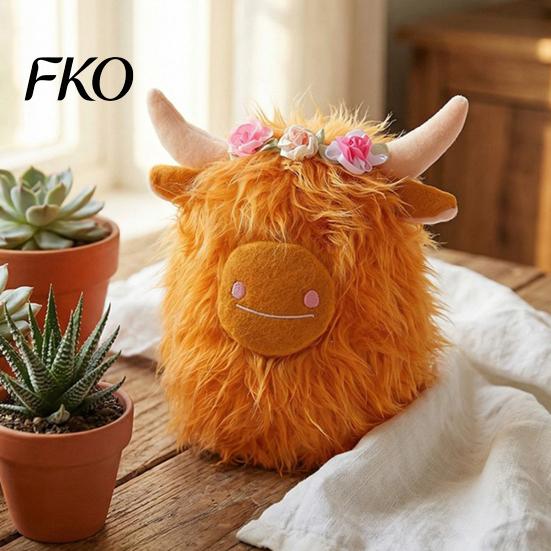 Plush Animal for Kids Highland Cow Stuffed Toy, Cute Fluffy Scottish Safe Toy Doll, Soft Farm Cattle Doll Kids, Adults
