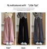 Women's High-Waisted Gray Corduroy Wide-Leg Pants - Autumn/Winter Plus Velvet Thickened Long-Leg Sports Sweatpants