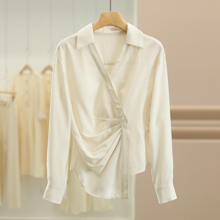 

Zishu Women s 100% Silk Irregular Design Shirt - Autumn 25 Collection Small абрикосовый