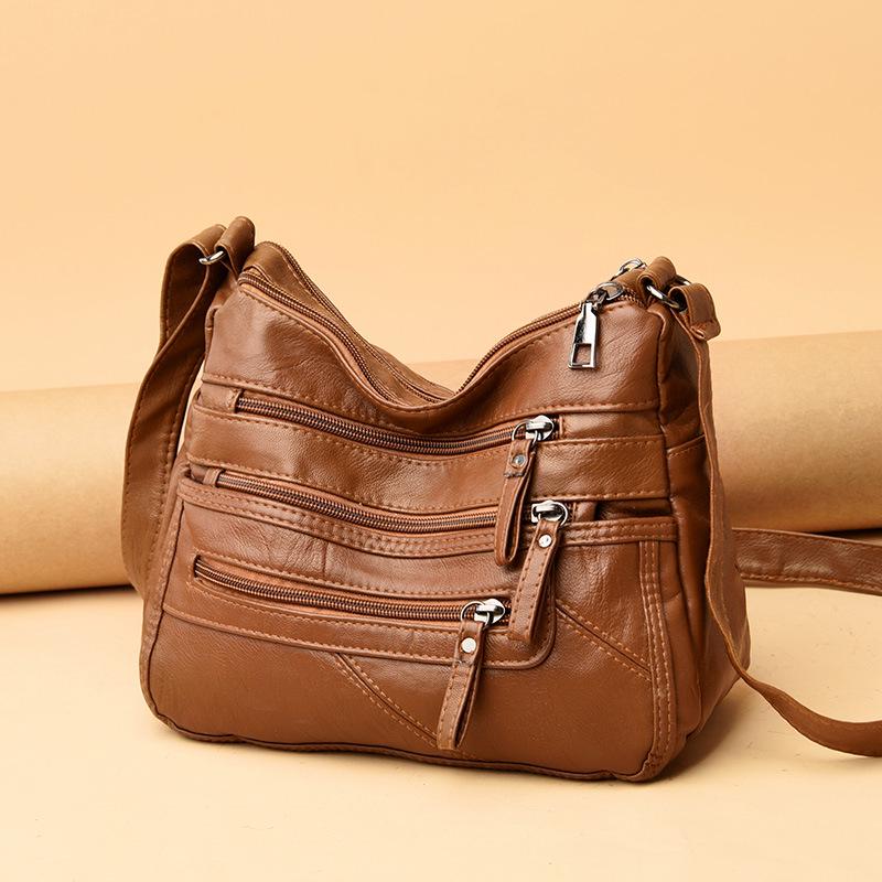 Women's 2021 Trendy Soft Leather Shoulder Bag - Large Capacity, All-Match, Middle-Aged Messenger Style