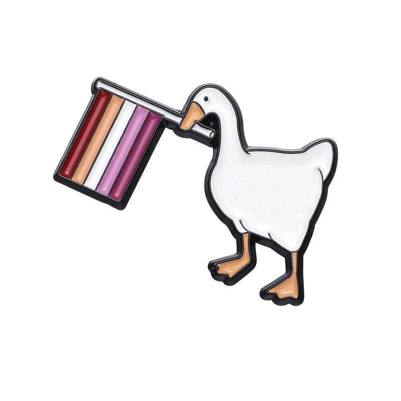 Kreative Niedliche Entenpaar Broschen - Geometrische Regenbogen Anstecknadeln für Mädchen