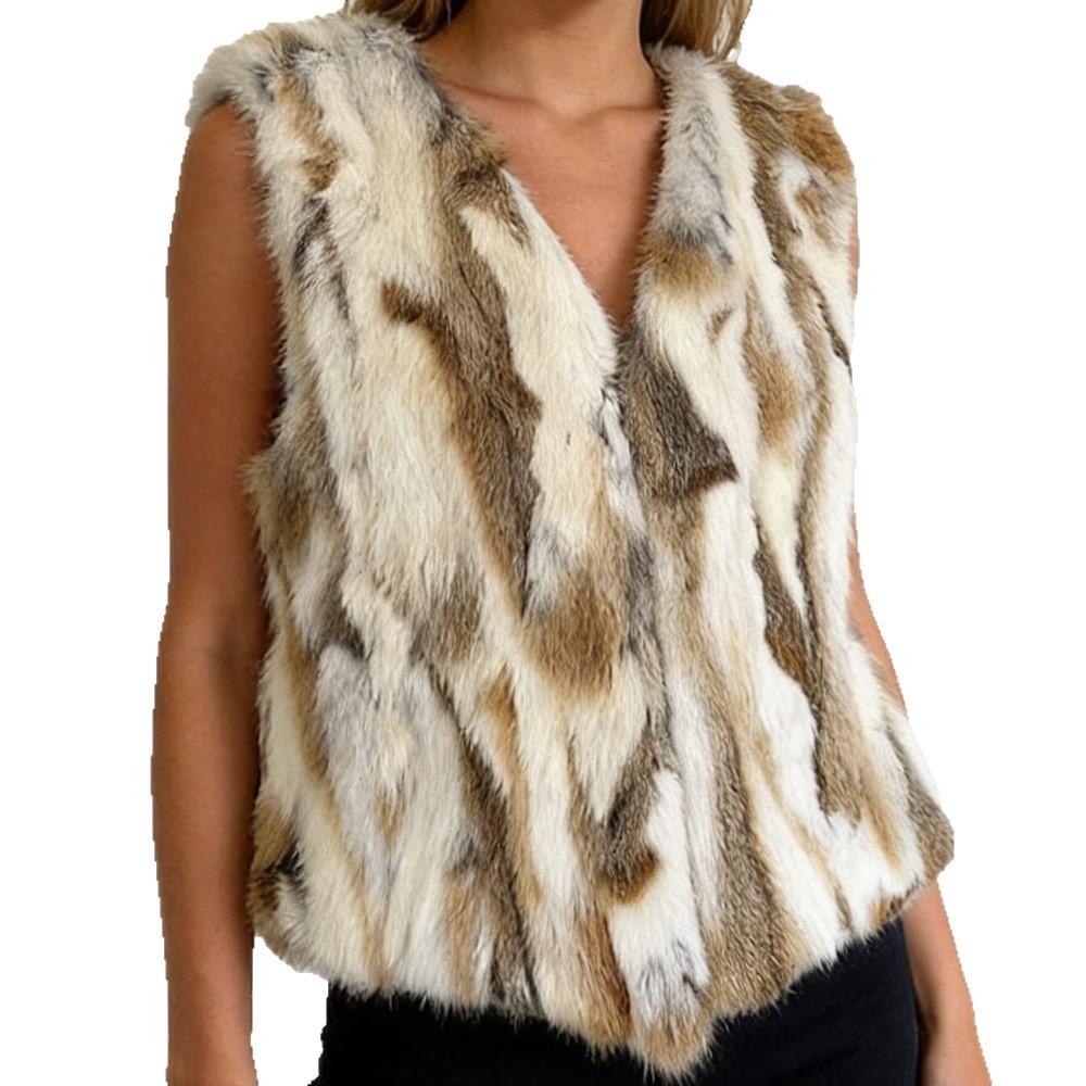 Women's rabbit fur fur fur integrated vest autumn and winter wear fashion sleeveless fur vest rabbit fur vest