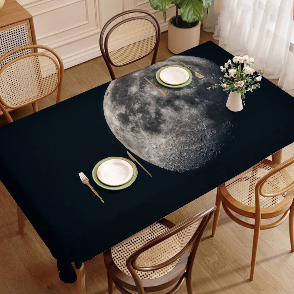 Aesthetic Moonlight Pattern Rectangle Tablecloths Printed Table Cloth For Farmhouse Holiday Wedding Party Dining Table Decor