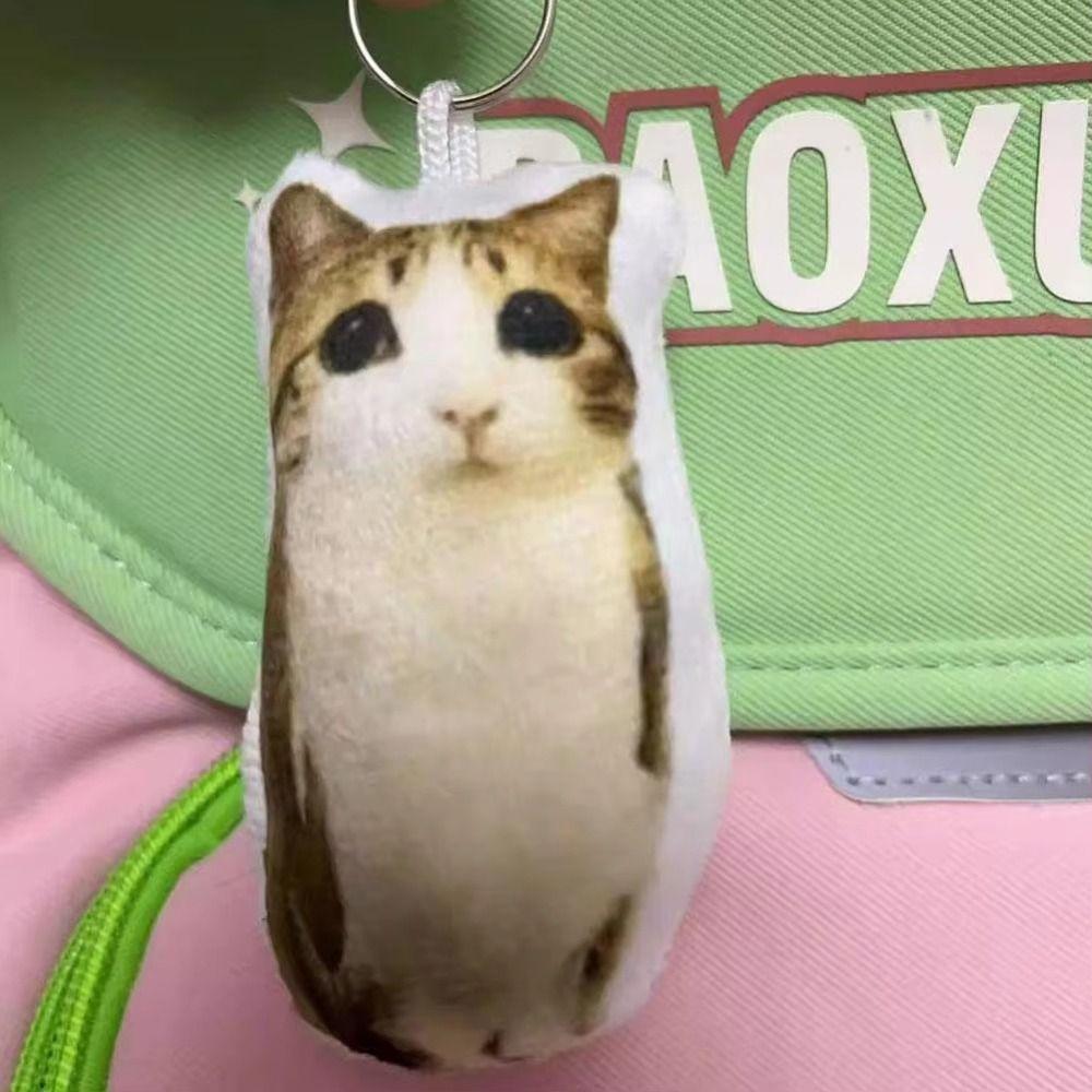 Mačkací Klíčenka Meowl Plyšové Zvířátko Kočka Plyšový Přívěsek Vtipná Kočičí Hlasová Klíčenka Dárek pro Kamaráda