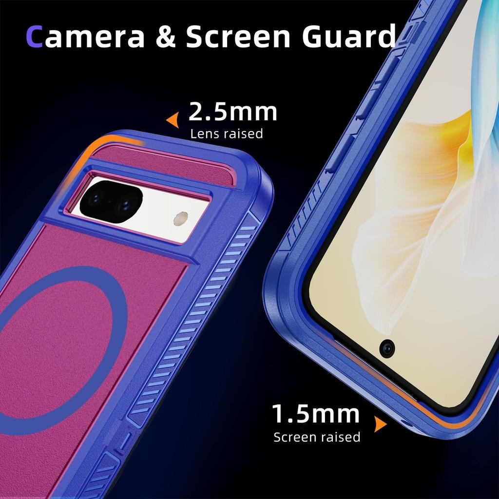 For Google Pixel 8a Case Matte TPU+PC Back Drop-proof Phone Cover Compatible with MagSafe