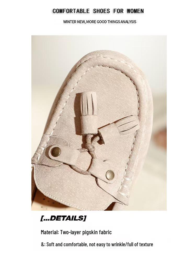 2025 Damen Echtleder Quasten Rutschfeste Slipper – Lässige Slip-on Umstandsschuhe