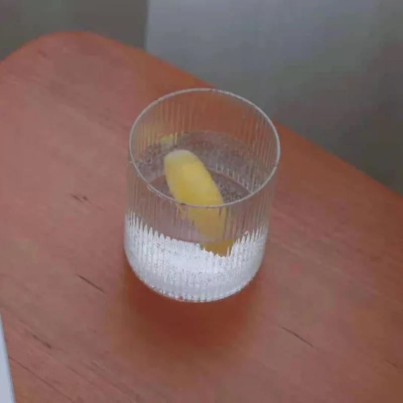 Whisky- und Weinglas im japanischen Stil, handgefertigt, geriffelt, für Milch, Saft, Eis, Bier, Glas, vertikal gestreift, für Wasser und Cocktails