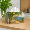 1pc, 2d Flat Printing, Tissue Box Whimsical Mediterranean Art Tissue Box Holder- Lemons Terrace Design, Party Tissue Box, Multifunctional for Kitchen&