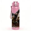 1PC Burning Tiger Flame Wild Animal Art 750ml Color Plastic Sports Water Bottle Leakproof Flip Straw Lid Suitable for Sports Office Home Use