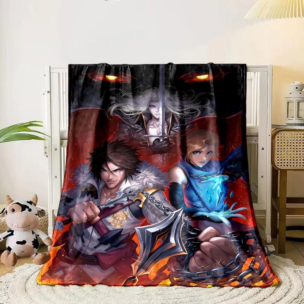 A Fiery Background with Characters Wielding Weapons and Magical Ice. for All Seasons Blanket Lunch Break Throw Gift