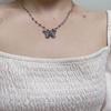 Retro Butterfly Pendant Titanium Steel Necklace for Women - Niche Design Clavicle Chain with Love Charm, Cold Style.