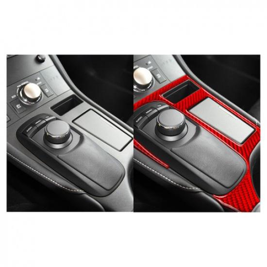 For Lexus CT200h 2011-2017 Red Carbon Fiber Interior Central Console Cover Trim