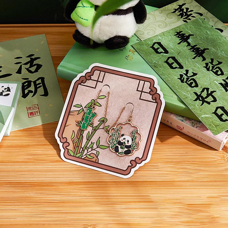 Chinese Style Panda Bookmark Tassel Pendant Retro Book Clip Metal Pagination Mark Student Gift Stationery School Office Supplies