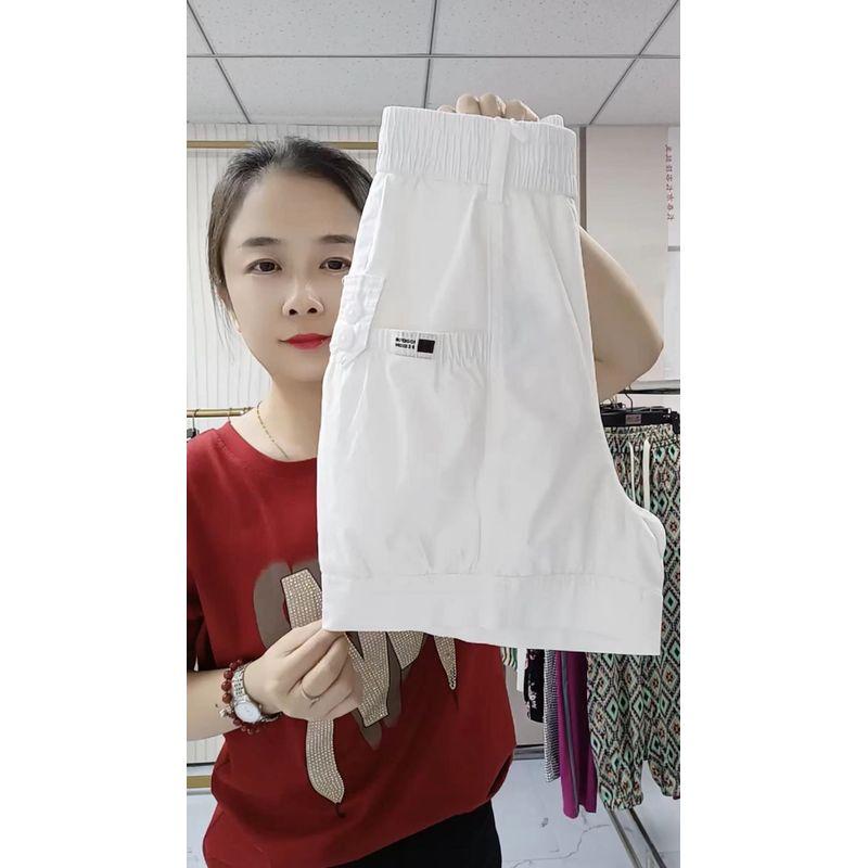 

Thin High Waist Western Style Slimming Mercerized Cotton Pure Color Shorts White 2XL