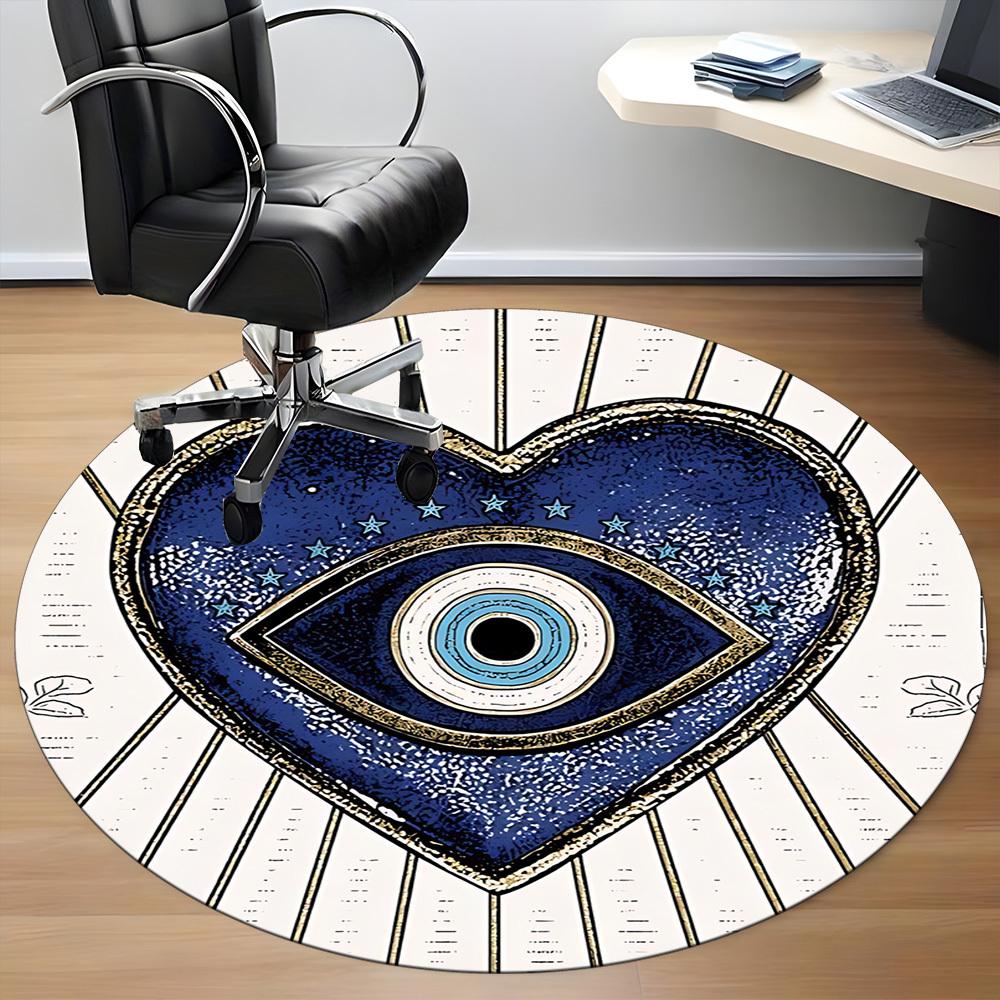 1pc Heart Eye Office Round Area Rug,  Mat Suitable For Office, Under Office Chairs Bedroom Living Room Home Decor, Room Deco