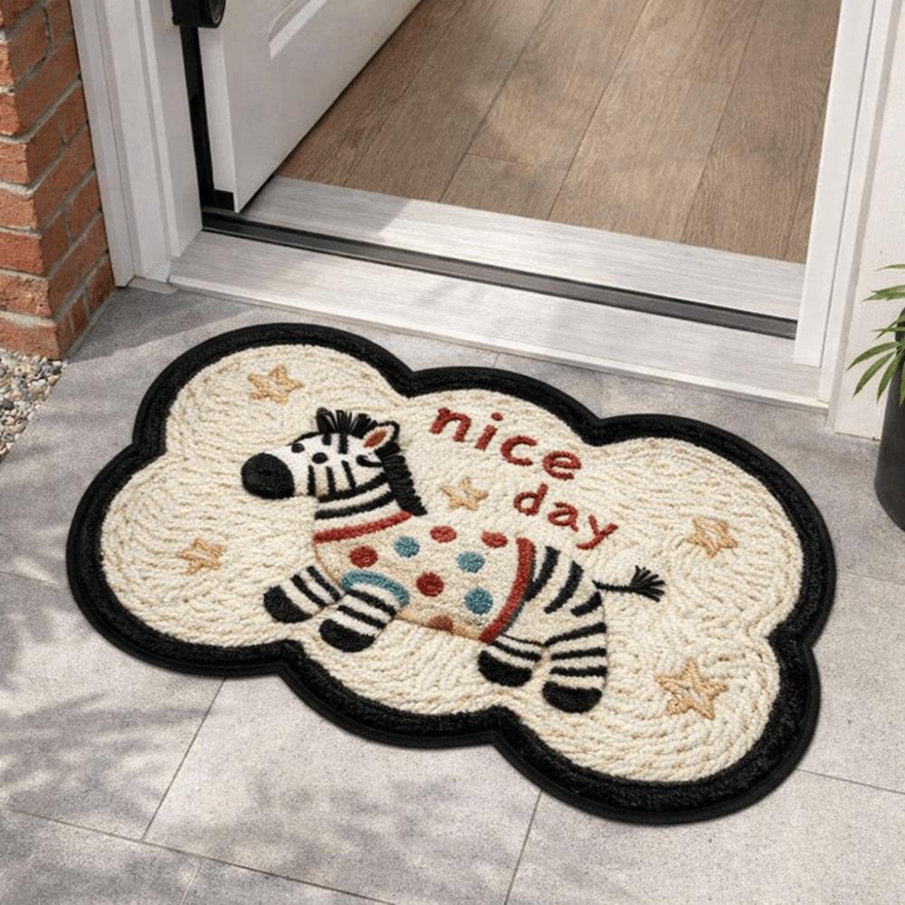 Cute Style Anti Slip Cartoon Floor Mat Absorbent Soft Absorbent Rug Imitation Weaving Animal Pattern Kitchen Mats Kitchen
