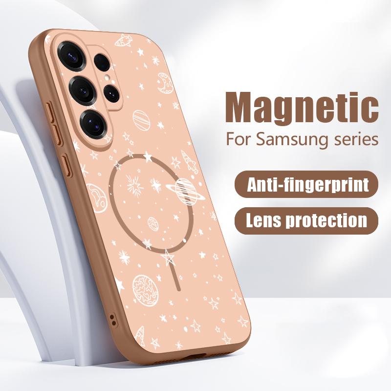 Magnetic For Magsafe Case For Samsung Galaxy S26 Ultra S25 Edge S24 Plus S23 FE S22 A17 A54 A55 A56 A57 5G Lucky Stars Planet Pattern Cover