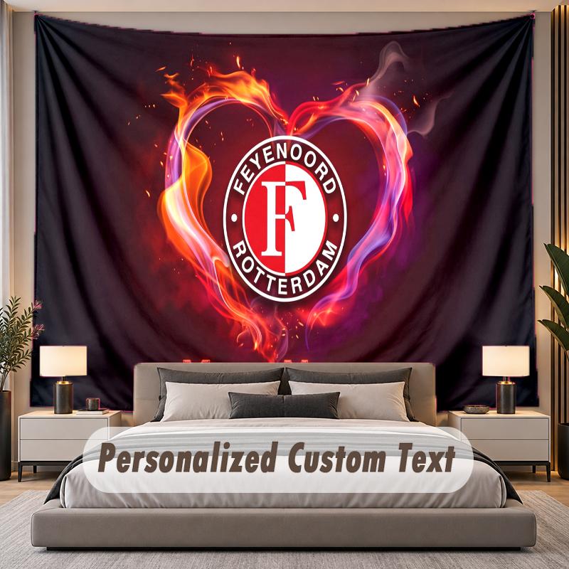 Custom Name Text Tapestry Feyenoord Personalized Polyester Wall Tapestry For Bedroom And Room